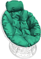 Кресло садовое M-Group Папасан мини / 12070104 (белый ротанг/зеленая подушка) - 