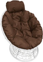 Кресло садовое M-Group Папасан мини / 12070105 (белый ротанг/коричневая подушка) - 