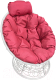 Кресло садовое M-Group Папасан мини / 12070106 (белый ротанг/красная подушка) - 