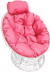 Кресло садовое M-Group Папасан мини / 12070108 (белый ротанг/розовая подушка) - 