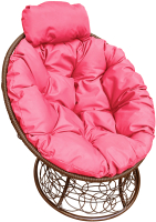 Кресло садовое M-Group Папасан мини / 12070208 (коричневый ротанг/розовая подушка) - 