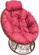 Кресло садовое M-Group Папасан мини / 12070206 (коричневый ротанг/красная подушка) - 
