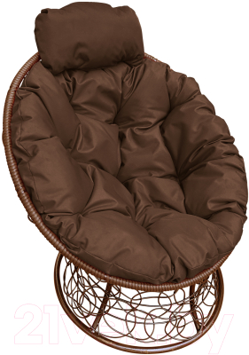 Кресло садовое M-Group Папасан мини / 12070205 (коричневый ротанг/коричневая подушка)