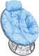 Кресло садовое M-Group Папасан мини / 12070303 (серый ротанг/голубая подушка) - 