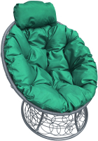 Кресло садовое M-Group Папасан мини / 12070304 (серый ротанг/зеленая подушка) - 