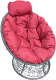 Кресло садовое M-Group Папасан мини / 12070306 (серый ротанг/красная подушка) - 