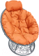 Кресло садовое M-Group Папасан мини / 12070307 (серый ротанг/оранжевая подушка) - 