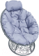 Кресло садовое M-Group Папасан мини / 12070309 (серый ротанг/серая подушка) - 