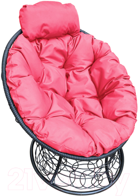 Кресло садовое M-Group Папасан мини / 12070408 (черный ротанг/розовая подушка)