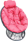 Кресло садовое M-Group Папасан мини / 12070408 (черный ротанг/розовая подушка) - 
