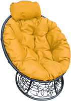 Кресло садовое M-Group Папасан мини / 12070411 (черный ротанг/желтая подушка) - 