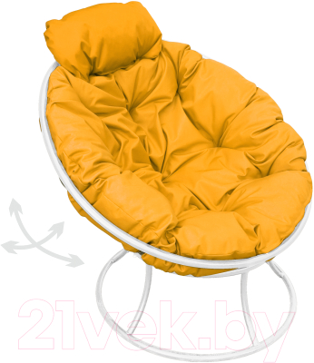 Кресло садовое M-Group Папасан пружинка мини / 12080111 (белый/желтая подушка)