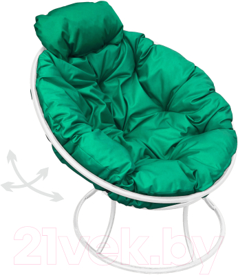 Кресло садовое M-Group Папасан пружинка мини / 12080104 (белый/зеленая подушка)
