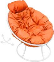 Кресло садовое M-Group Папасан пружинка мини / 12080107 (белый/оранжевая подушка) - 