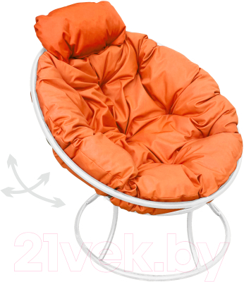 Кресло садовое M-Group Папасан пружинка мини / 12080107 (белый/оранжевая подушка)