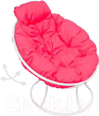 Кресло садовое M-Group Папасан пружинка мини / 12080108 (белый/розовая подушка)