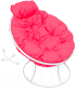 Кресло садовое M-Group Папасан пружинка мини / 12080108 (белый/розовая подушка) - 