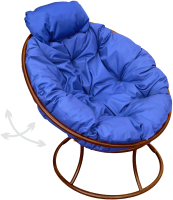 Кресло садовое M-Group Папасан пружинка мини / 12080210 (коричневый/синяя подушка) - 