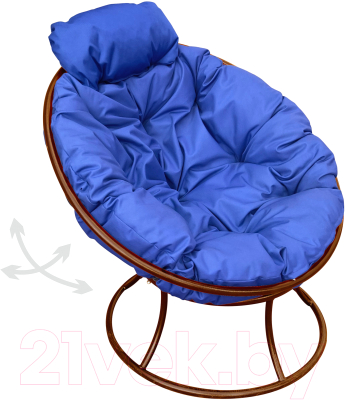 Кресло садовое M-Group Папасан пружинка мини / 12080210 (коричневый/синяя подушка)