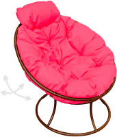 Кресло садовое M-Group Папасан пружинка мини / 12080208 (коричневый/розовая подушка) - 