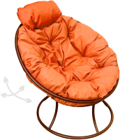 Кресло садовое M-Group Папасан пружинка мини / 12080207 (коричневый/оранжевая подушка) - 