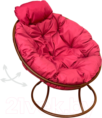 Кресло садовое M-Group Папасан пружинка мини / 12080206 (коричневый/красная подушка)