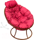 Кресло садовое M-Group Папасан пружинка мини / 12080206 (коричневый/красная подушка) - 