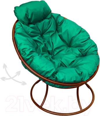 Кресло садовое M-Group Папасан пружинка мини / 12080204 (коричневый/зеленая подушка)