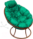 Кресло садовое M-Group Папасан пружинка мини / 12080204 (коричневый/зеленая подушка) - 