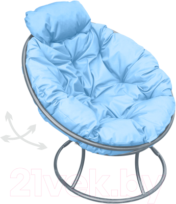 Кресло садовое M-Group Папасан пружинка мини / 12080303 (серый/голубая подушка)