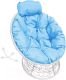 Кресло садовое M-Group Папасан пружинка мини / 12090103 (белый ротанг/голубая подушка) - 