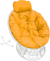 Кресло садовое M-Group Папасан пружинка мини / 12090111 (белый ротанг/желтая подушка) - 