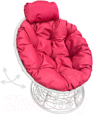 Кресло садовое M-Group Папасан пружинка мини / 12090106 (белый ротанг/красная подушка)
