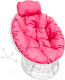 Кресло садовое M-Group Папасан пружинка мини / 12090108 (белый ротанг/розовая подушка) - 
