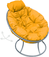 Кресло садовое M-Group Папасан пружинка мини / 12080311 (серый/желтая подушка) - 