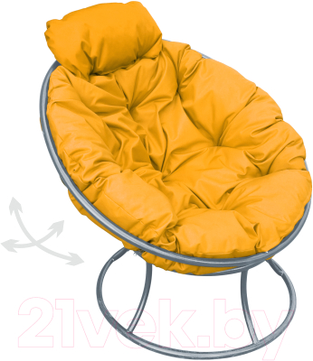 Кресло садовое M-Group Папасан пружинка мини / 12080311 (серый/желтая подушка)