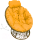 Кресло садовое M-Group Папасан пружинка мини / 12090211 (коричневый ротанг/желтая подушка) - 