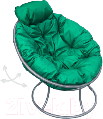 Кресло садовое M-Group Папасан пружинка мини / 12080304 (серый/зеленая подушка)