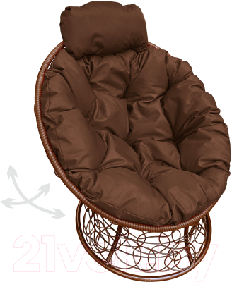 Кресло садовое M-Group Папасан пружинка мини / 12090205 (коричневый ротанг/коричневая подушка)