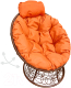 Кресло садовое M-Group Папасан пружинка мини / 12090207 (коричневый ротанг/оранжевая подушка) - 