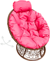 Кресло садовое M-Group Папасан пружинка мини / 12090208 (коричневый ротанг/розовая подушка) - 