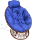 Кресло садовое M-Group Папасан пружинка мини / 12090210 (коричневый ротанг/синяя подушка) - 