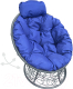 Кресло садовое M-Group Папасан пружинка мини / 12090310 (серый ротанг/синяя подушка) - 