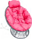 Кресло садовое M-Group Папасан пружинка мини / 12090308 (серый ротанг/розовая подушка) - 