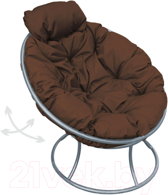 Кресло садовое M-Group Папасан пружинка мини / 12080305 (серый/коричневая подушка)