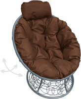Кресло садовое M-Group Папасан пружинка мини / 12090305 (серый ротанг/коричневая подушка) - 
