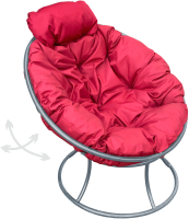 Кресло садовое M-Group Папасан пружинка мини / 12080306 (серый/красная подушка) - 
