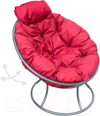 Кресло садовое M-Group Папасан пружинка мини / 12080306 (серый/красная подушка)
