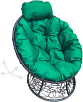 Кресло садовое M-Group Папасан пружинка мини / 12090404 (черный ротанг/зеленая подушка) - 