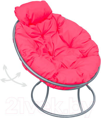 Кресло садовое M-Group Папасан пружинка мини / 12080308 (серый/розовая подушка)